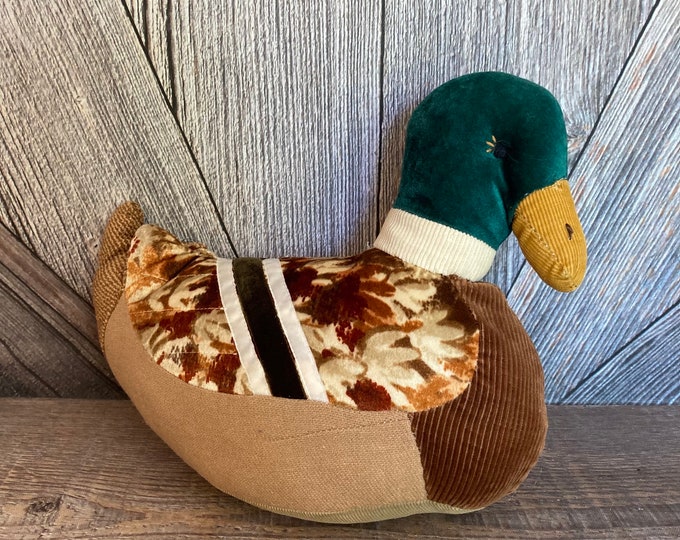 Vintage Plush Mallard Duck 80s Stuffed Stuffie Duck Duck Decoy, Plush