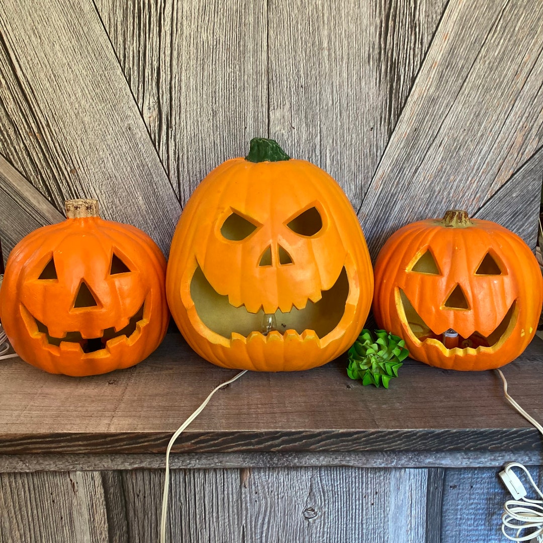 Vintage Halloween Pumpkin Light Foam Blow Mold 1990s Trick or Treat ...