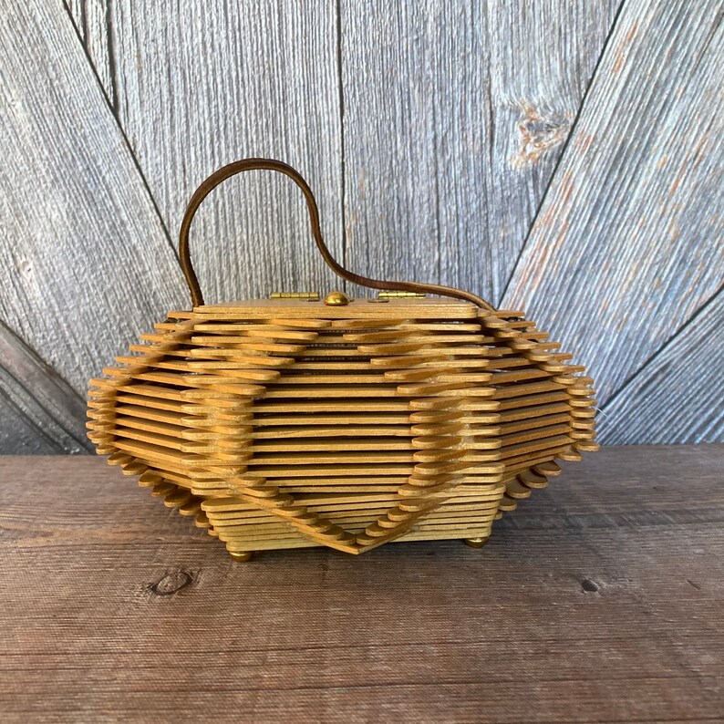 Vintage Popsicle Stick Purse handmade Wood Mini Small Purse Etsy