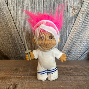 Vintage Troll Doll {Fencer Fencing Troll} Russ Berrie 5 inch Troll Vintage Troll Doll Fencing Sport Rare Gift for Coach Sword White Mask