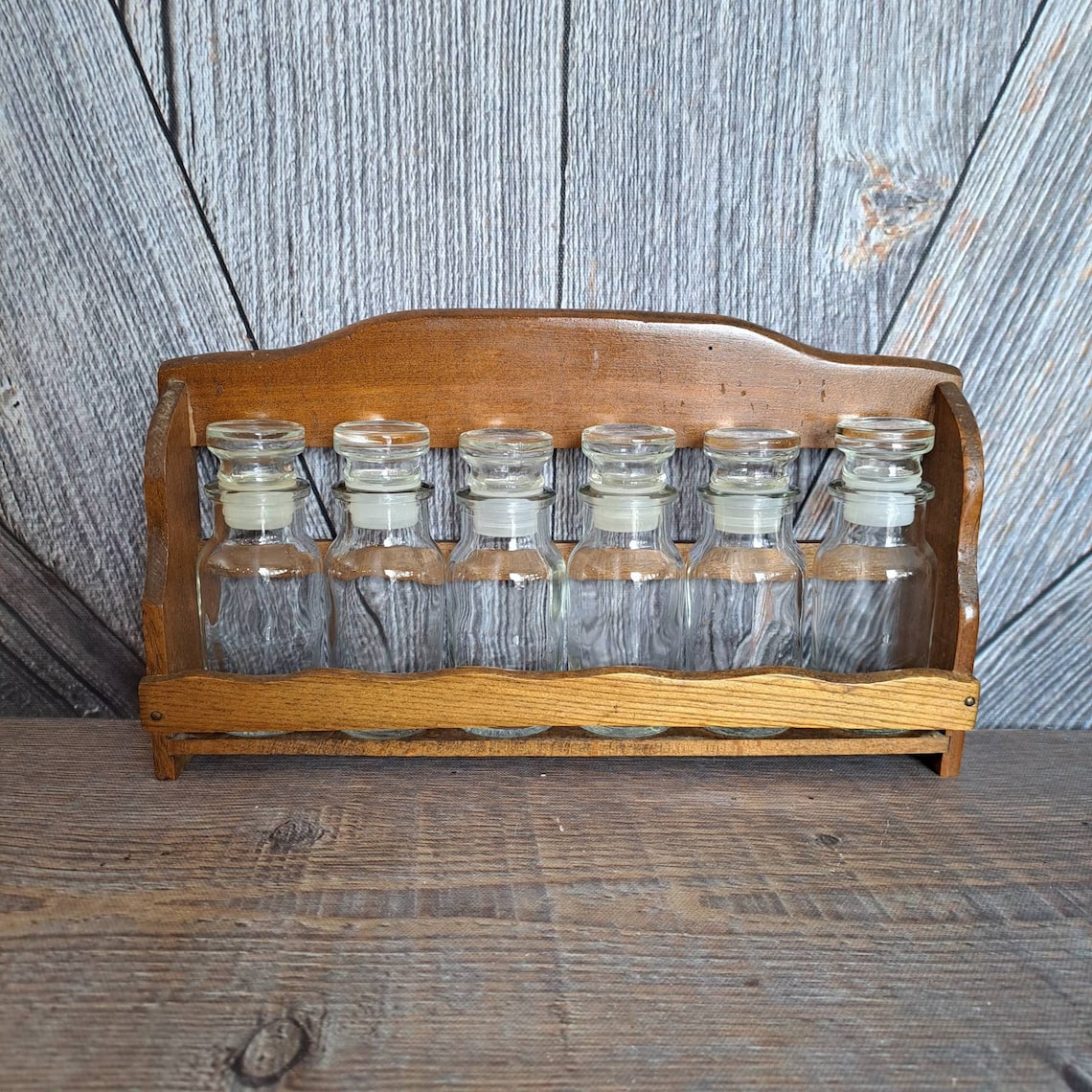 Vintage Rv Spice Rack Vintage Wooden Spice Rack With Glass Jars Complete vintage - Etsy