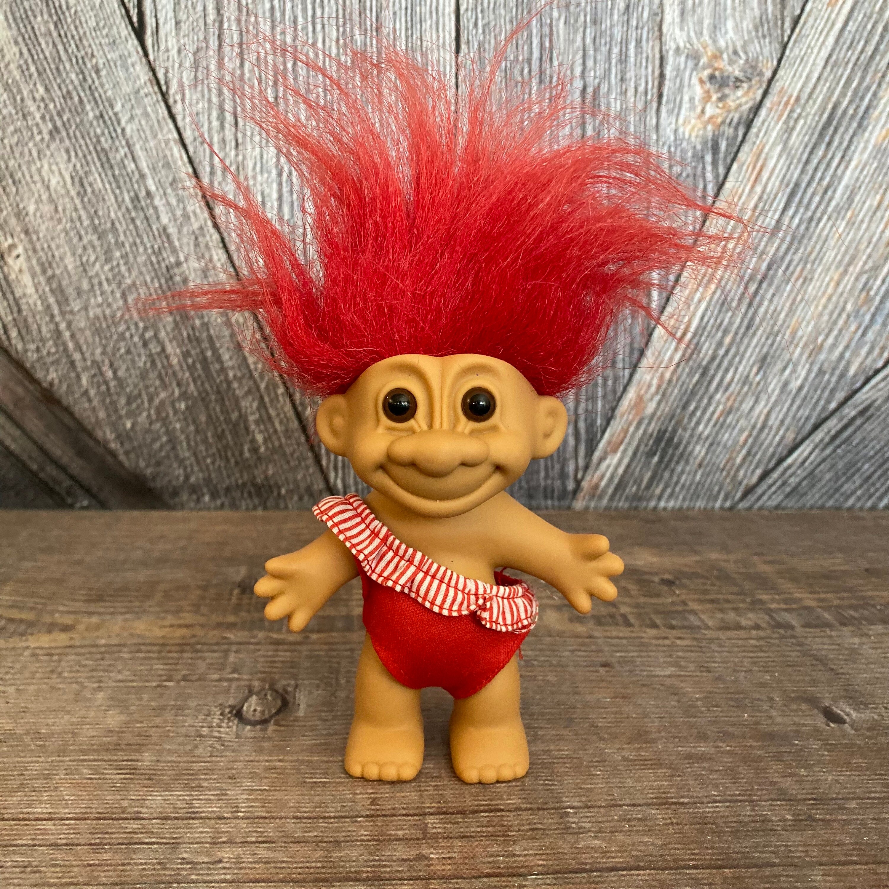 遊色ギラギラ プレシャスオパール ブリオレット ドロップ 3連ピアス Vintage Troll Doll {beach Trolls Red Swimsuit Hair} Russ Berrie
