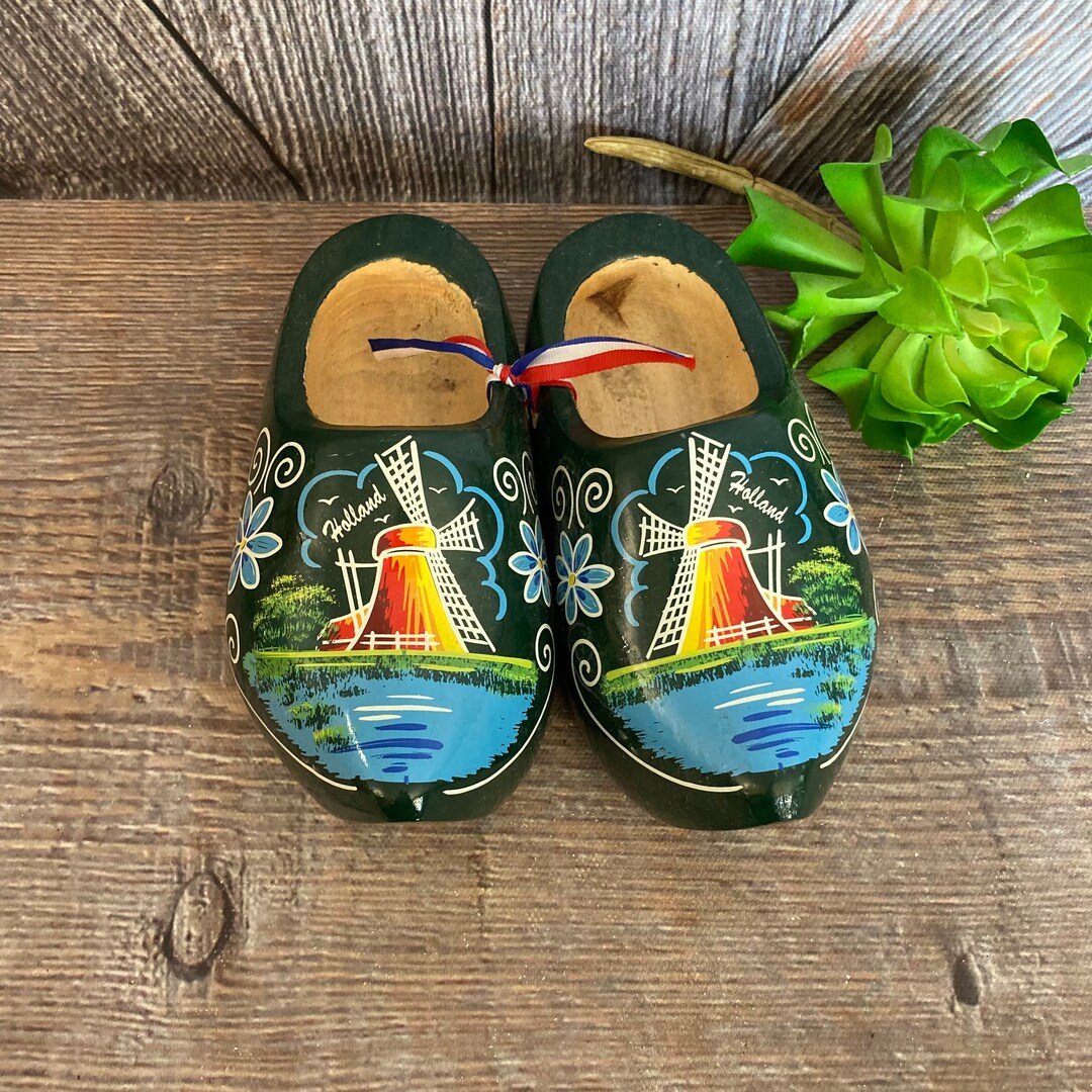 Vintage Wooden Shoes dutch Wooden Clogs Dutch Pattern Tulip - Etsy