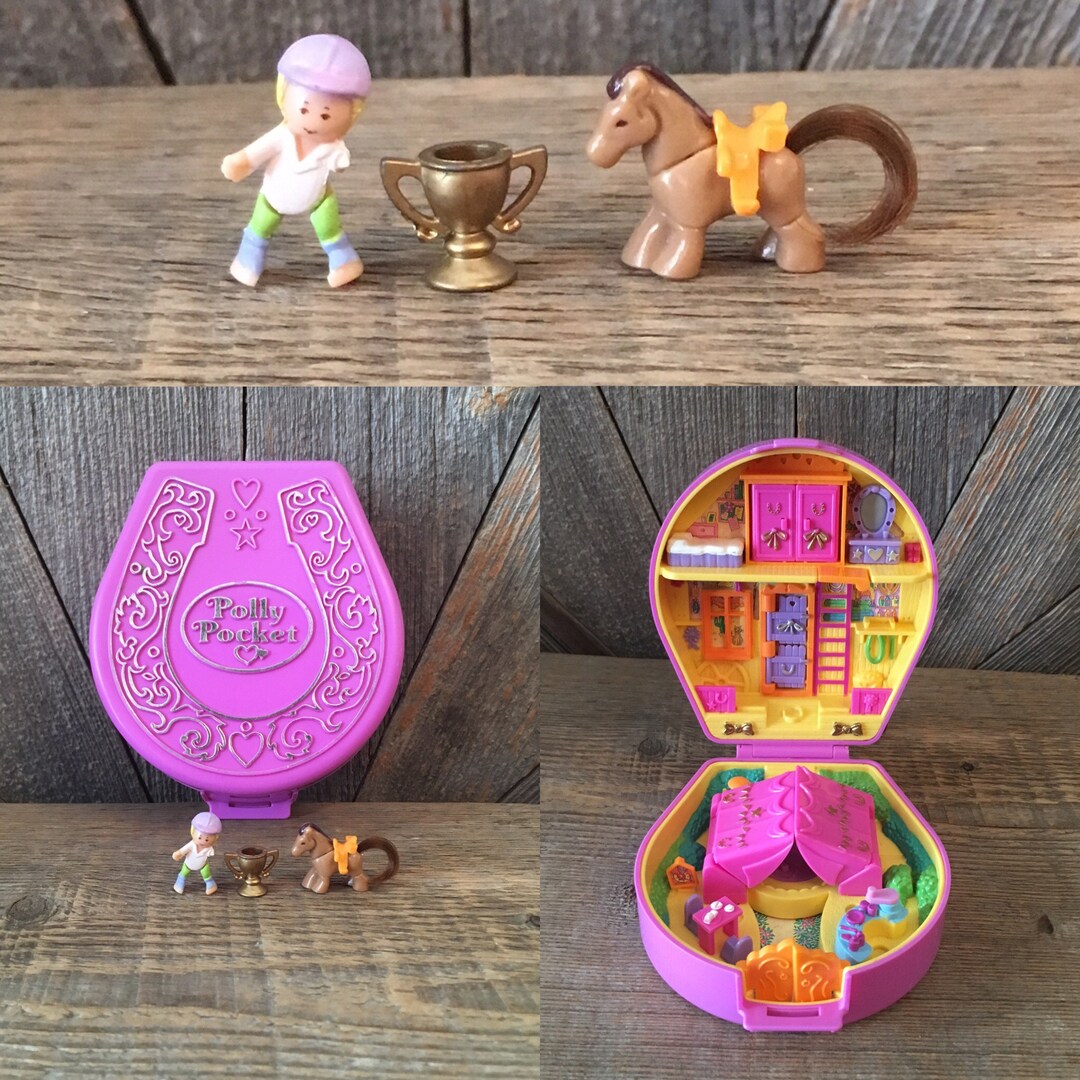 Boîte Polly Pocket cheval BLUEBIRD Pony Ridin 1 personnage 1994 (MO