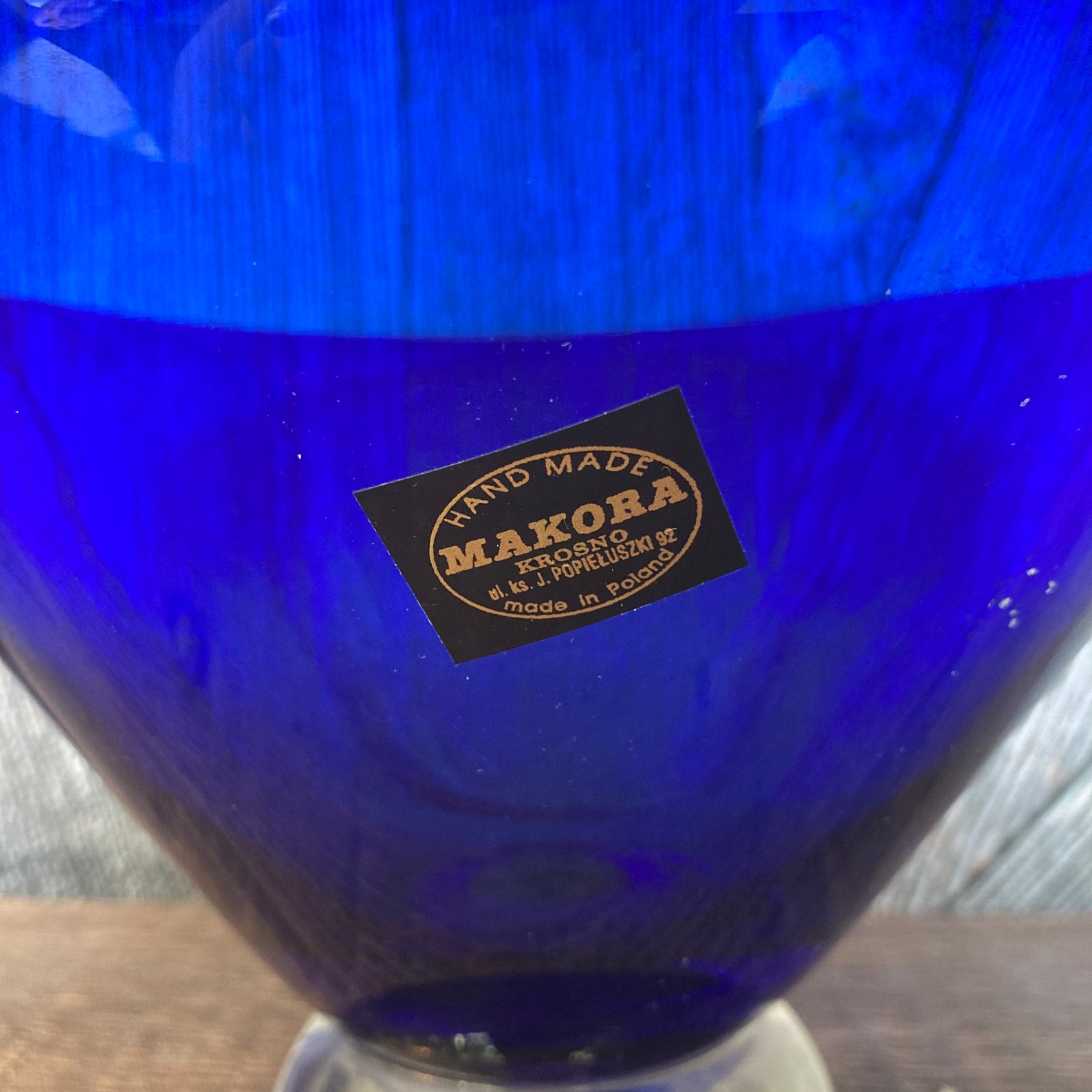 Vintage Blue Makora Krosno Poland Handmade Blue Glass Vase Etsy