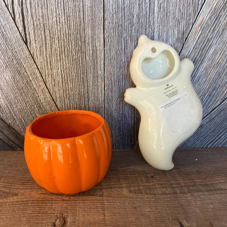 2 Vintage Halloween Candy Dishes Bowls Votive Ceramic Pumpkin Etsy