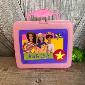 Barbie - Fun for Girls - Vintage Plastic Lunchbox Complete With Thermos  Nice!!