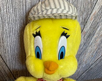 Vintage Tweety Bird Plush Train Conductor Engineer 1990s Looney