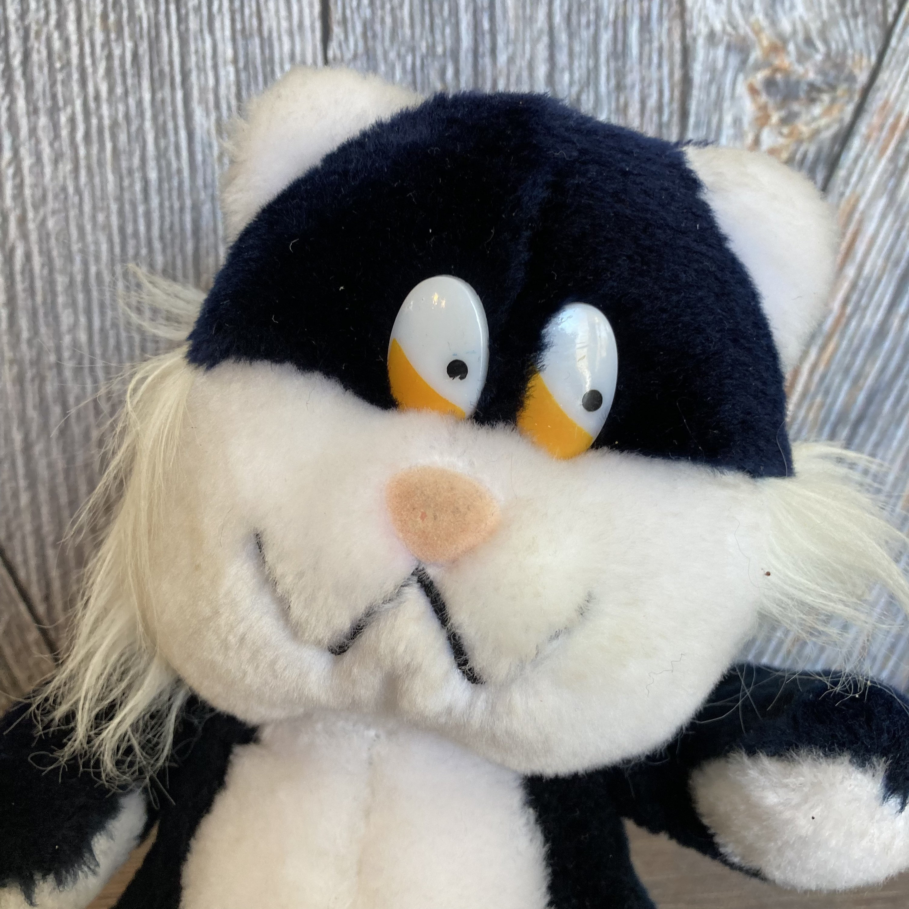 Vintage Cat Plush Toy Swib Black and White Cat 1984 80's Toy