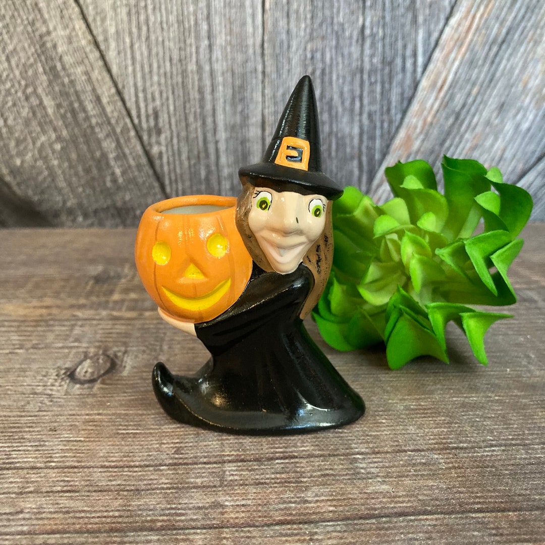 Vintage Halloween Figurine ceramic Witch Halloween Etsy