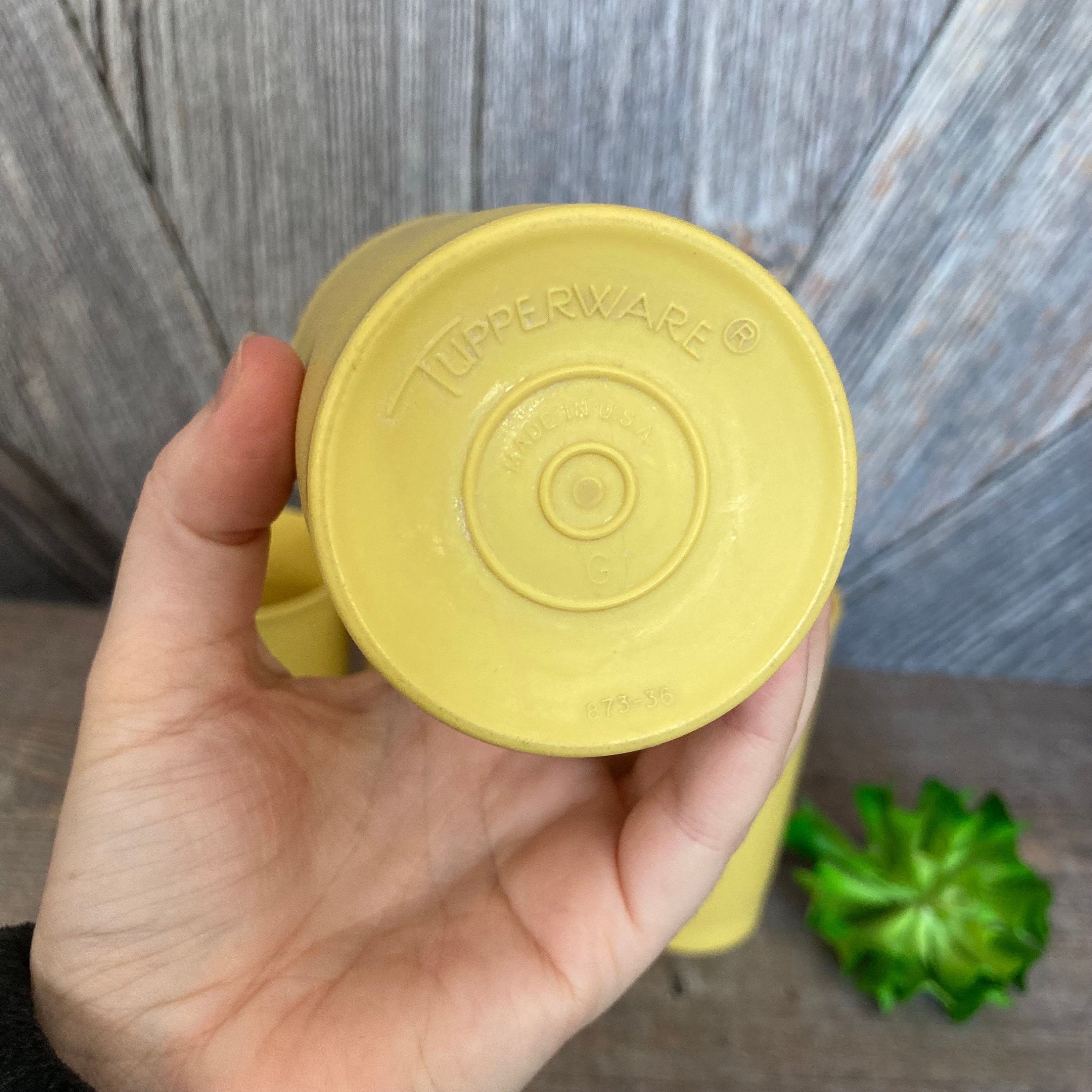 4 Vintage Tupperware Tumblers Cups Glasses Plastic Tupper Ware Storage  Container 873 Large Stacking Yellow 70s Wedding Gift Kitchen - Etsy