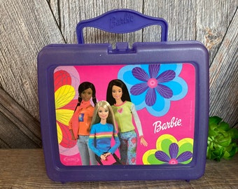 Barbie Lunch Box Barbie Fun for Girls Vintage 2002 Y2K Plastic Lunch Box Kid School Set Barbie Doll Floral 90 s storage box Ellathesella