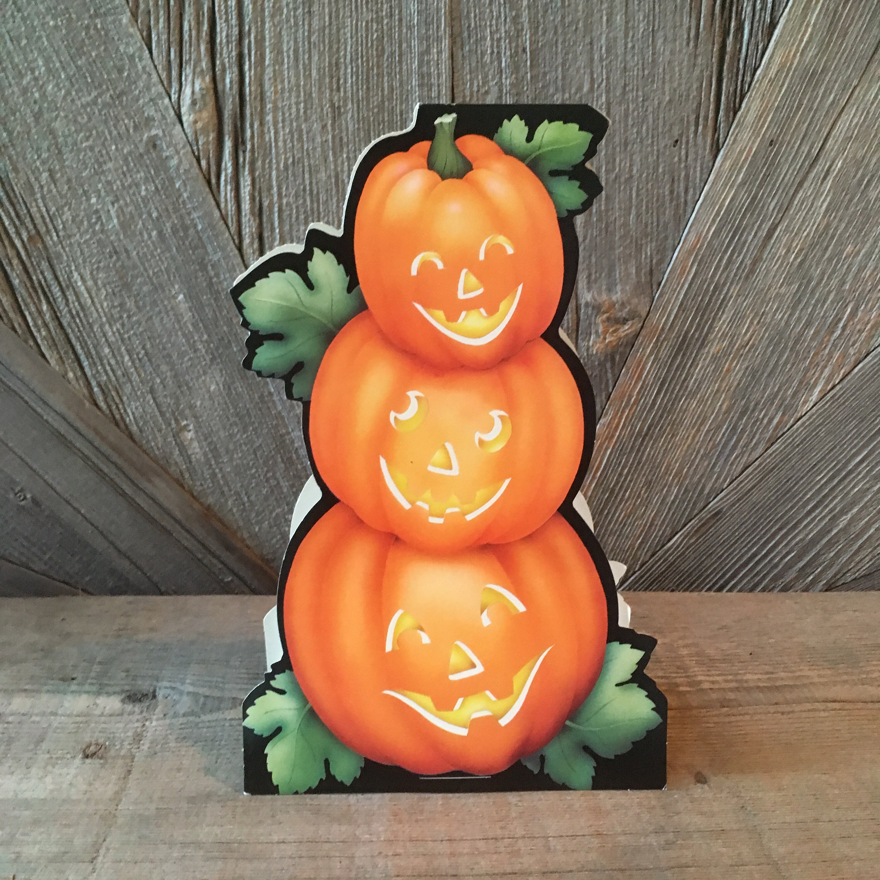 Vintage Halloween Plastic 3D Puffy Puff Decoration 20” Pumpkin Trick Or Treat