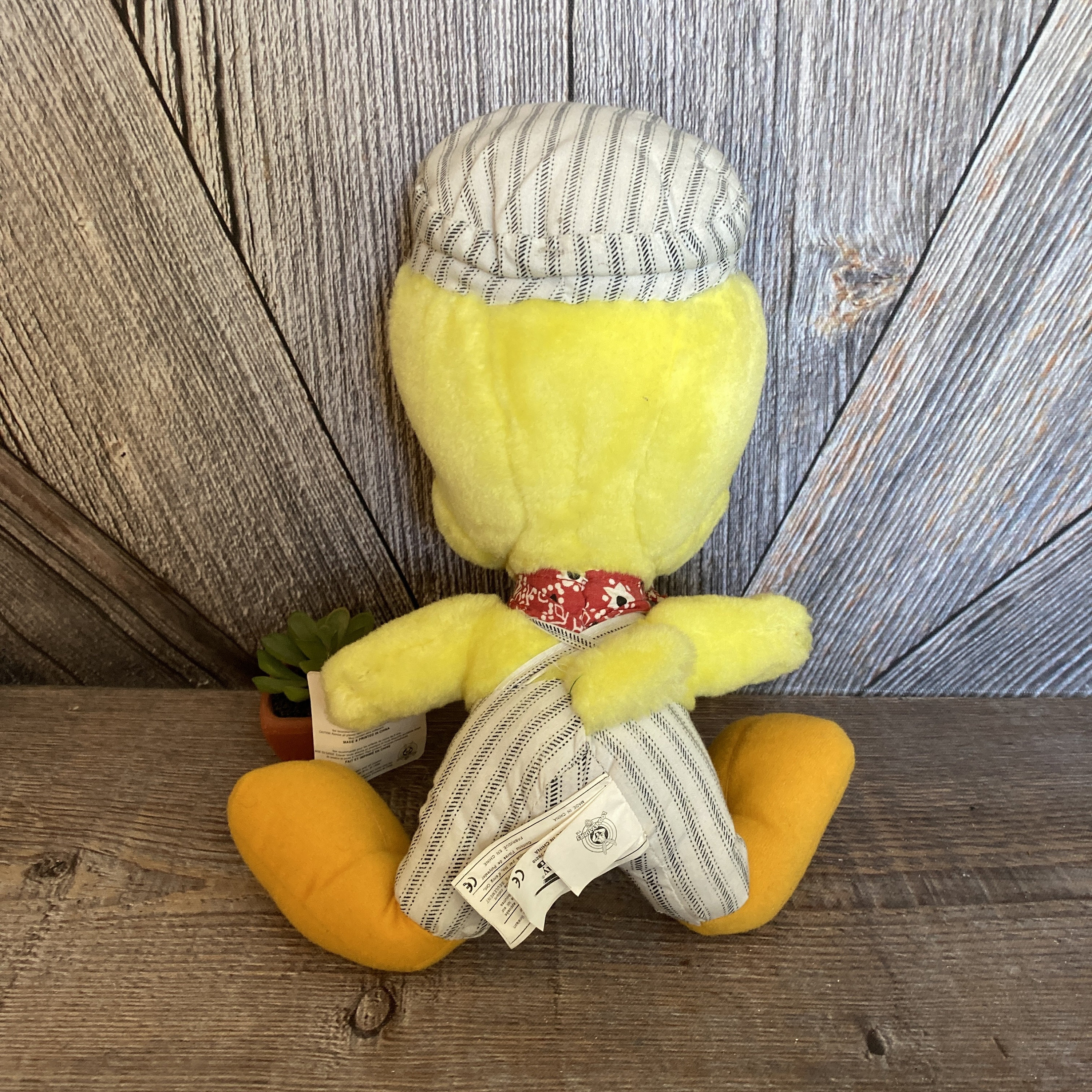 Vintage Tweety Bird Plush Train Conductor Engineer 1990s Looney