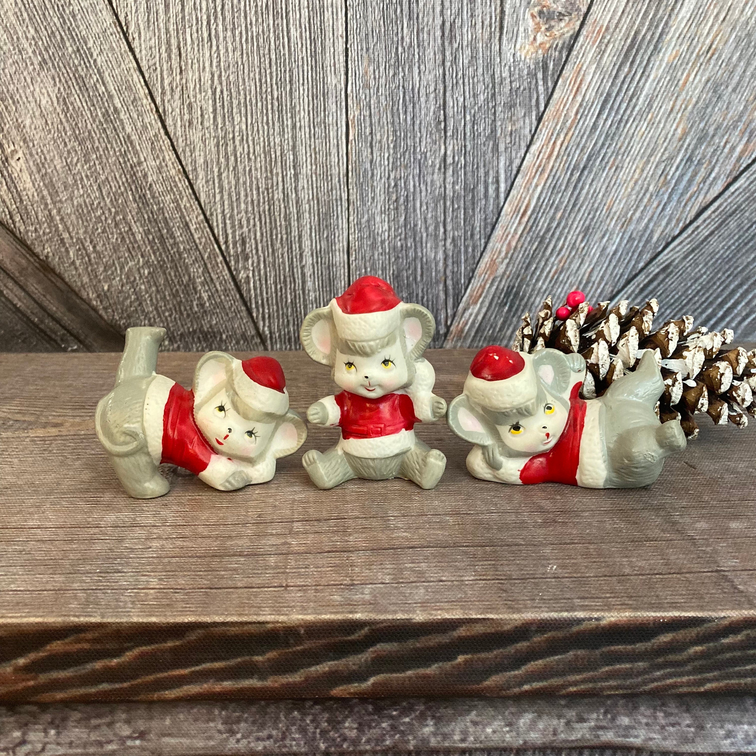  Holiday Mice Ceramic Bisque Christmas Tree Ornaments 5 pc Set  Ready to Paint : Handmade Products