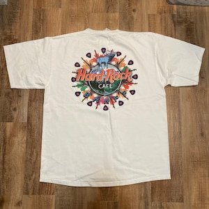 1 Vintage Hard Rock Cafe T-shirt Banff Size Large, White T-shirt with Elk Canada Cotton Souvenir Shirt from Hard Rock Cafe