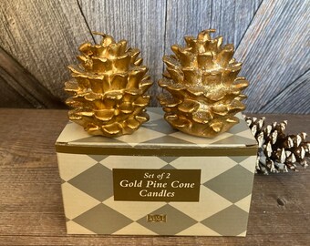 Vintage Christmas Candle Lot Gold Pine Cone Christmas Caroler Wax Candles Angel Holiday Candles Vintage Wax Decorations Ornaments lot