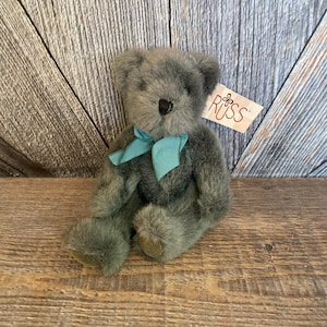 Vintage Teddy Bear Plush Toy Stuffed Animal {Russ Berrie Teddy} 7 in Kids Toy Plush Nursery Decor Baby Shower Gift Gray bear