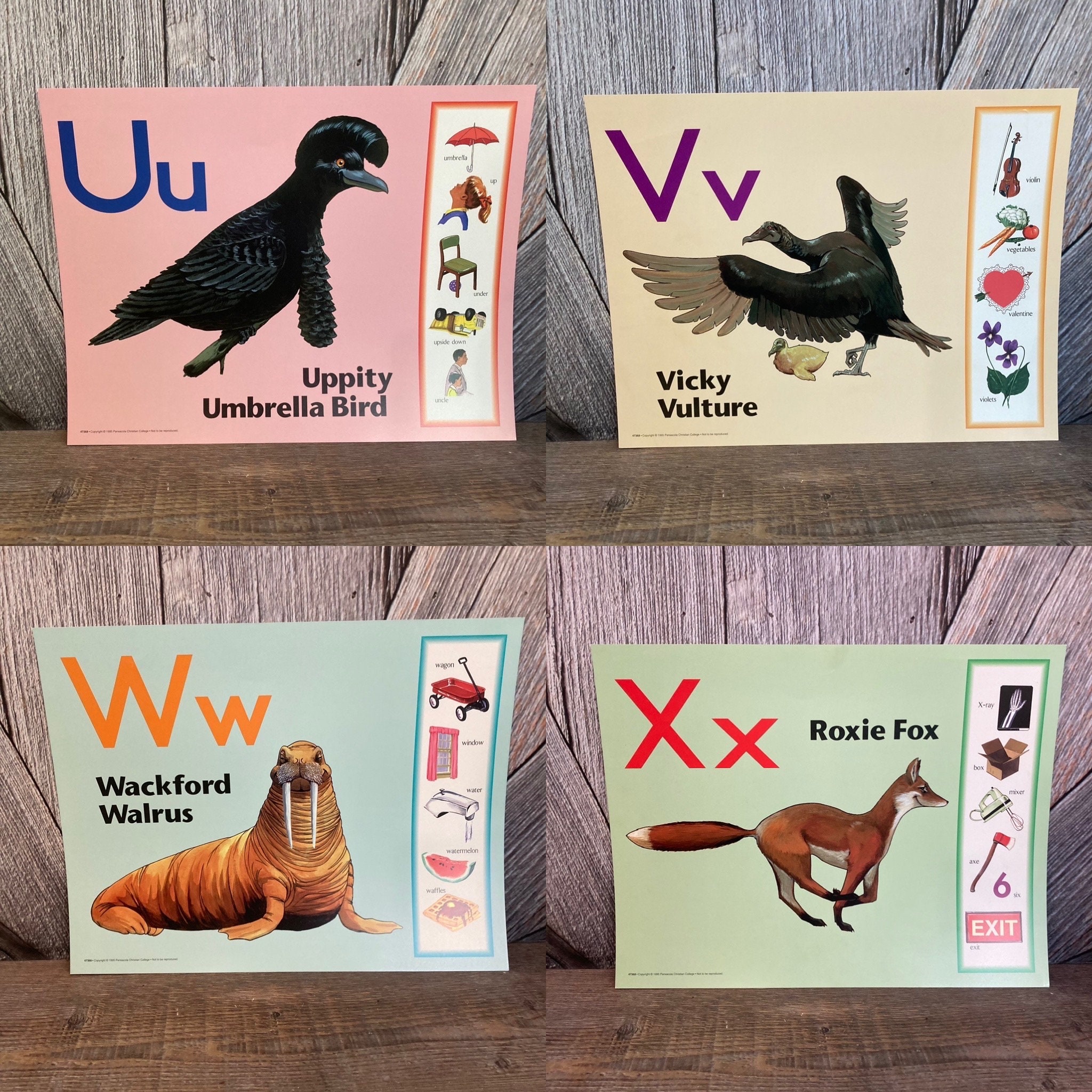 Vintage Alphabet Posters, Complete Letter Large A-Z Old