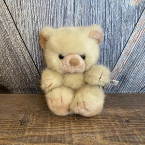 Vintage Teddy Bear Plush Toy Stuffed Animal {Russ Berrie Tuff Teddy} 7 in Kids Toy Plush Nursery Decor Baby Shower Gift Tan bear