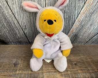 Vintage Pooh Bean Bag {Easter Bunny Winnie Pooh Bear 8 inch Mini Bean Bag} The Disney Store Exclusive Stuffed Animal Baby Shower