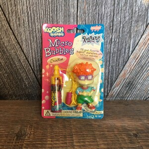 Vintage Rugrats Chuckie Micro Bubbles 90s Toy Nickelodeon Baby Cartoon Tommy Chuckie NOS 1998 Viacom Rugrats Toy FULL Sealed Bottle Necklace