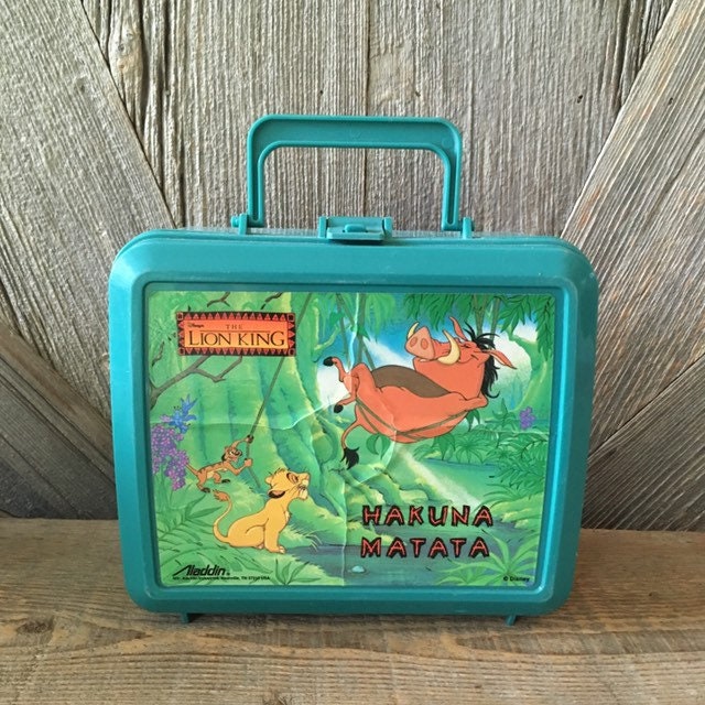The Lion King Lunch Box {Vintage 90's Disney Green Aladdin Plastic Lunch  Box} Disney Movie Hakuna Matata Timon Pumbaa Simba Kids Lunch box