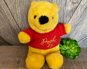 Vintage Winnie the Pooh Stuffed Pooh Toy {Disney} 10 Inches Nursery Kids Room Decor Plush Stuffed Animal Walt DISNEY Product Teddy Bear