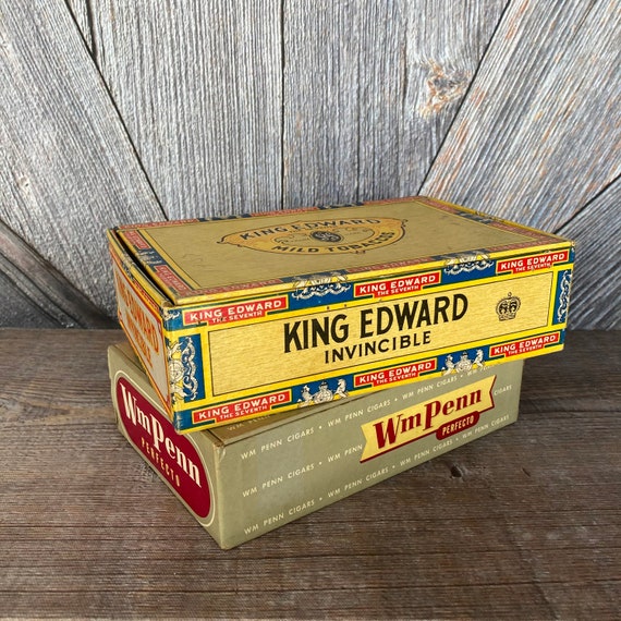 2 Vintage Cigar Boxes Wooden Vintage Authentic Cigar Box Etsy