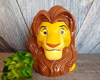 Simba Disney on Ice Mug {Vintage Disney Coffee Mug} Plastic Cup with Lid {Vintage Disney Drinkware} Walt Disney on Ice lift Lid by Thumb