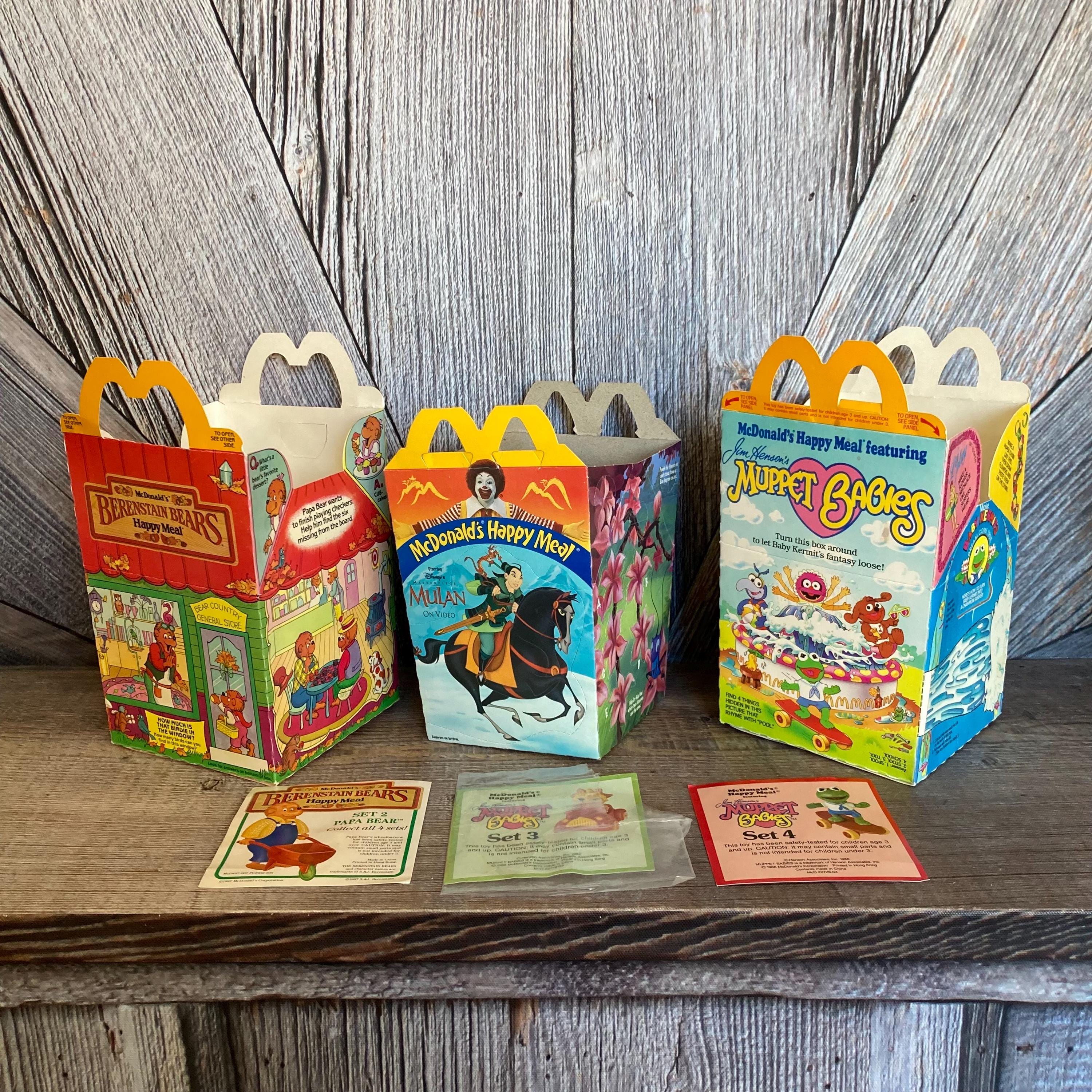 3 Vintage Mcdonalds Happy Meal Boxes, Cardboard Cartons, Disney