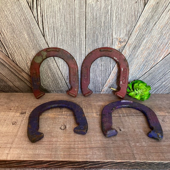 Vintage Horseshoe Pitching, 4 Horse Shoes Lawn Game, 2.35 Lbs 2 Pairs  Horseshoes, Yard Game, Summer Party Game Horseshoe Toss 