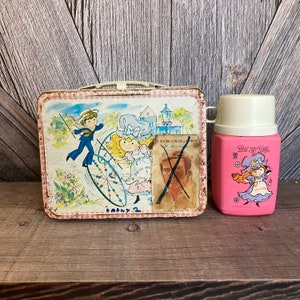 Polly Pals Metal Lunch Box Thermos {Vintage Metal Lunch Box} Distressed 70's Six Million Dollar Man Sticker Movie Prop Storage Container