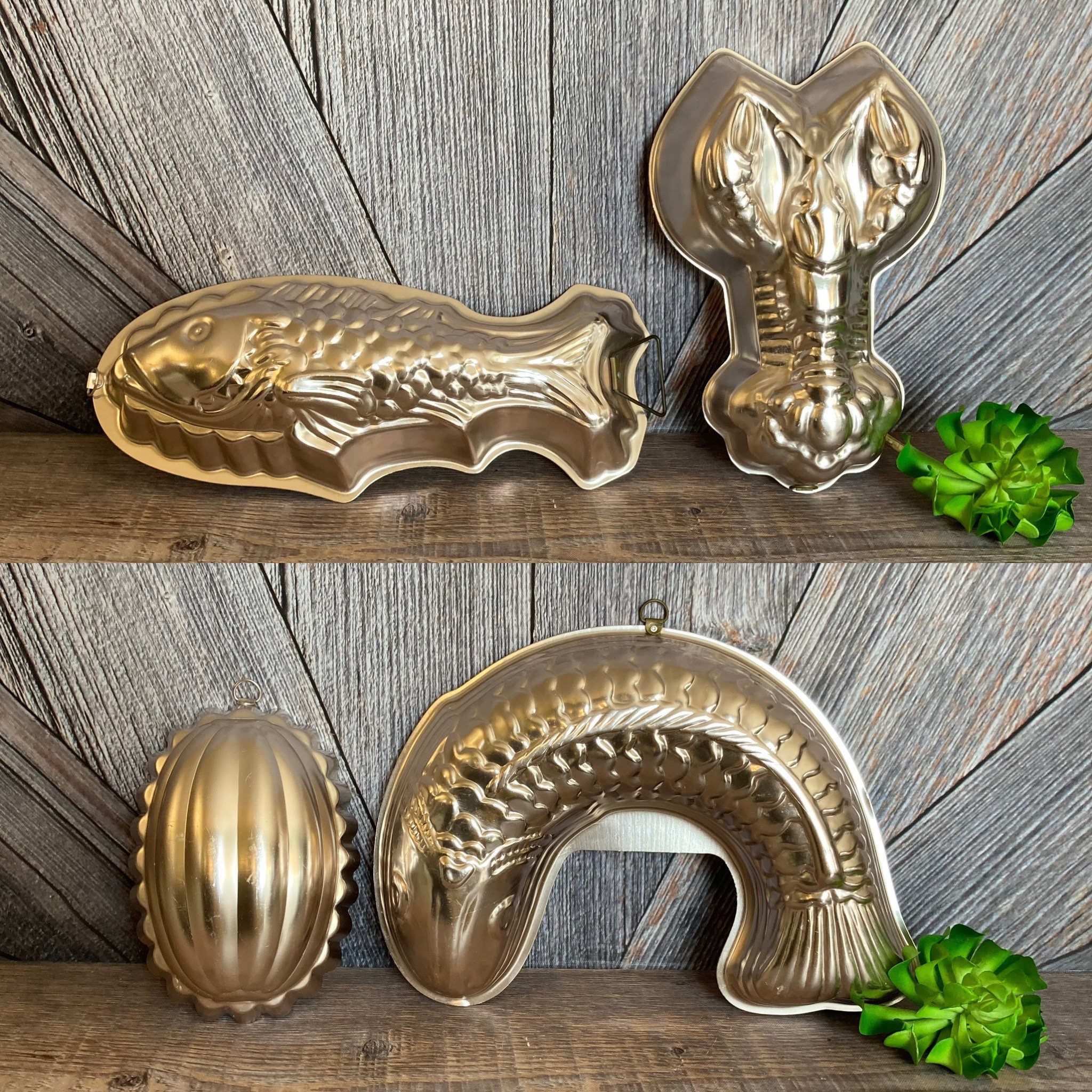Vintage Jello Molds Copper Metal Farmhouse Decor Wall Hanging