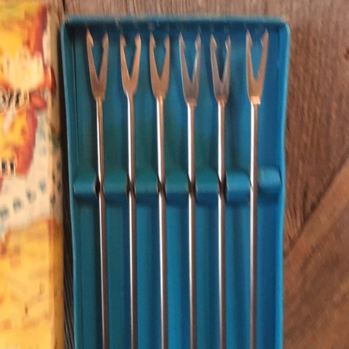 6 Fondue Forks six Vintage Fondue Forks Colored Ends 70s Etsy