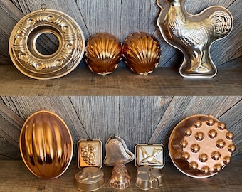 Vintage Jello Molds Copper Metal Farmhouse Decor Wall Hanging
