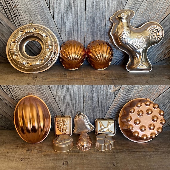 Vintage Jello Molds Copper Metal Farmhouse Decor Wall Hanging