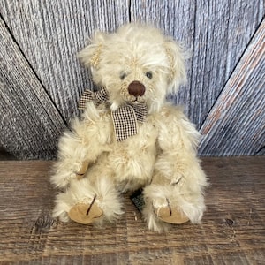Vintage Teddy Bear Plush Toy Stuffed Animal {Russ Berrie Claridge} 7 in Kids Toy Plush Nursery Decor Baby Shower Gift Gray bear
