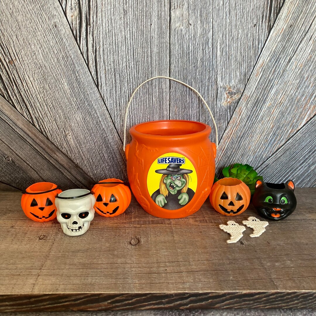 Vintage Pumpkin Candy Bucket and Trick or Treat Candy Baskets ...