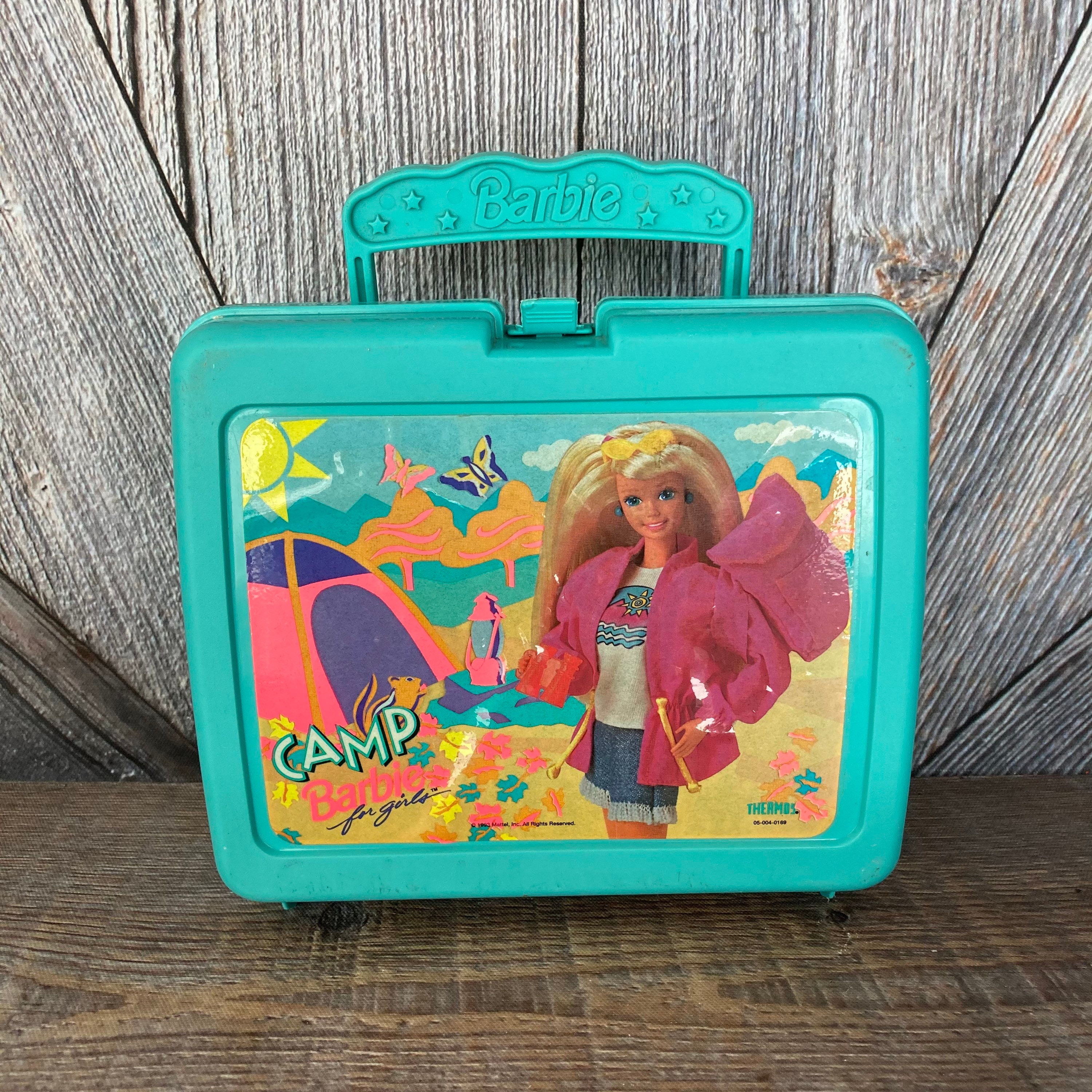 Barbie Lunch Box Camp Barbie for Girls vintage 80s 90's Blue Plastic Lunch  Box Kid Camping Tent 1983 School Set Barbie Doll Floral Set 