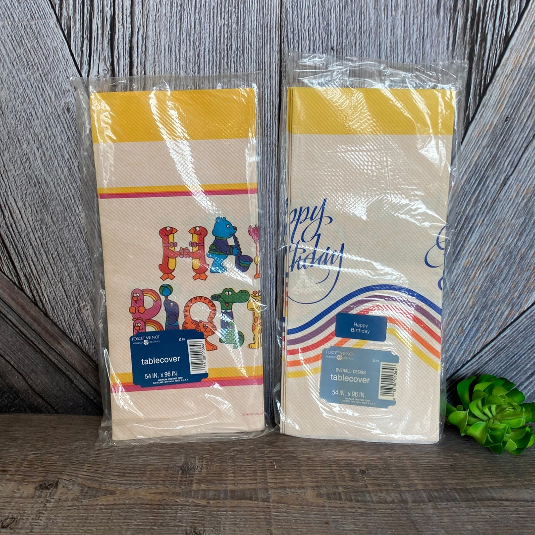 2 Vintage Birthday Tablecloths Paper Tablecloths Disposable Me