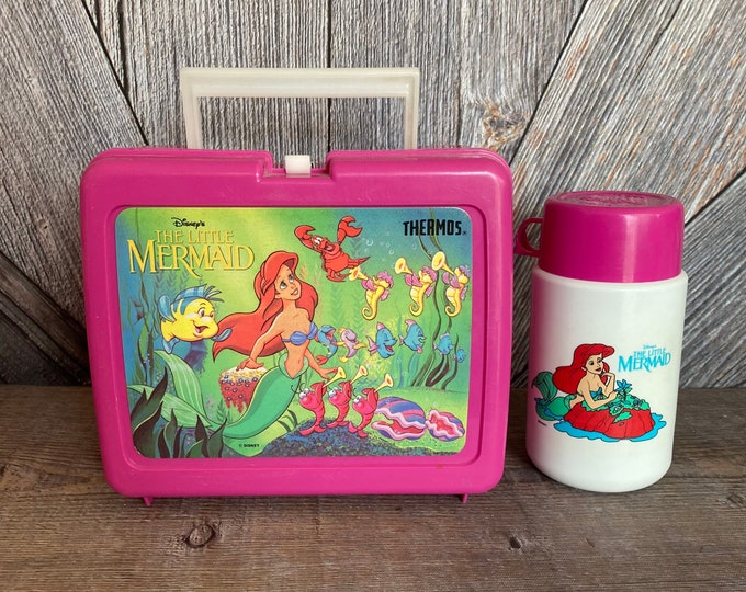 The Little Mermaid Lunch Box and Thermos vintage Walt Disney Aladdin