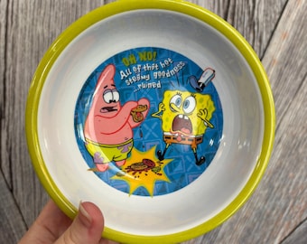 Vintage Spongebob Squarepants bowl Melmac Plastic Kid Play Dishes Plate Birthday Party Baby Plate 90s Zak Designs Baby Sponge Bob