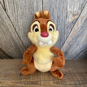 Vintage Chip and Dale Plush Toy {Chip or Dale 9 inch} Disneyland Walt Disney World Stuffed Animal Toys Chipmunk Mouse Squirrel Cartoon