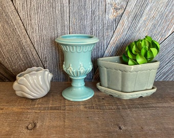 Vintage Ceramic Planter USA Blue Pot U.S.A. Indoor Plant Garden Pot Succulents House Plants Blue Pottery Miramar Calif McCoy pick 1