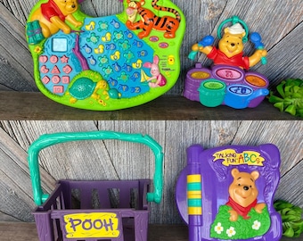 Winnie the Pooh Toys Disney Toddler Toy (Pick 1) Drums, Basket, Alphabet, Talking Book Toy Baby Toys Piglet Tigger 1990s Baby Shower Gift