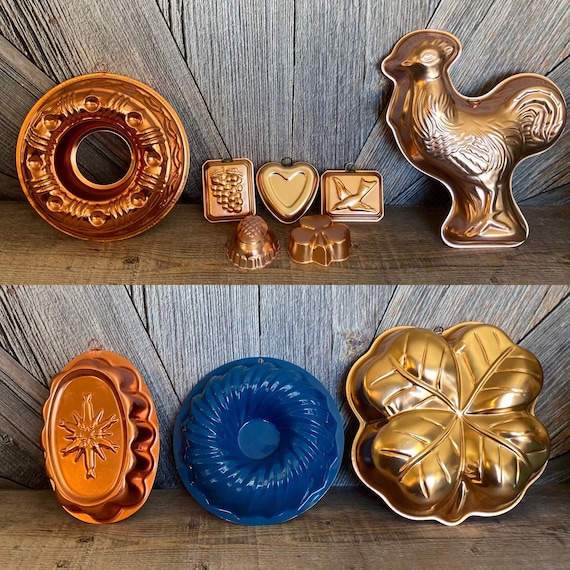 Vintage Jello Molds Copper Metal Farmhouse Decor Wall Hanging