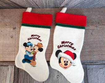 Vintage Mickey Minnie Mouse Two Stockings Disney Christmas Ornaments {Walt Disney A Christmas Carole Christmas Hanging Stockings Ornament}