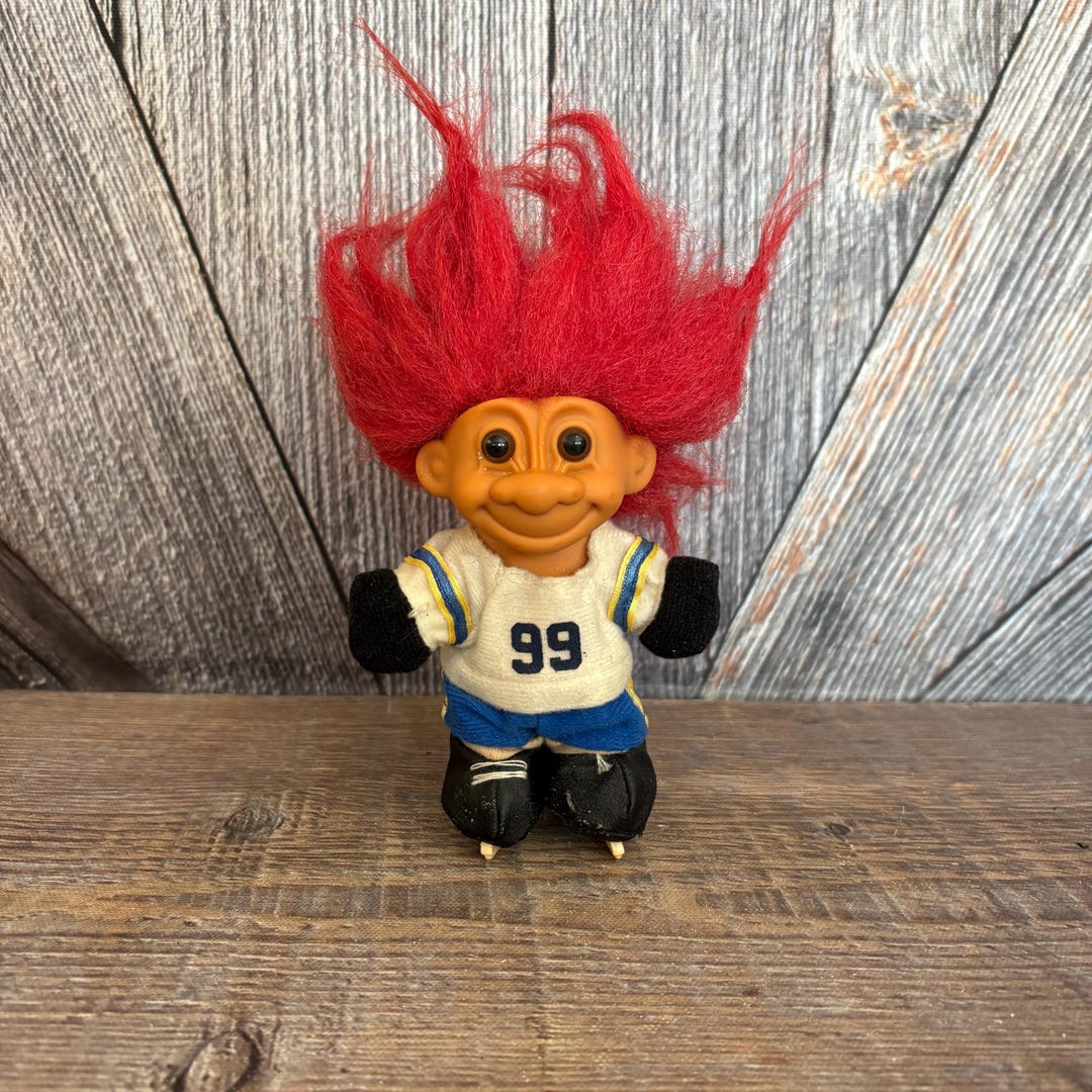 Vintage Hockey Troll Doll {hockey Player Troll With Red Hair} Russ