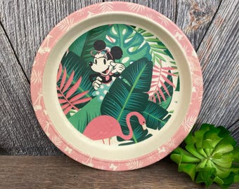 Minnie Mouse Plate {Tropical Hawaii Disney Melmac Plastic Plate} Kids Eating Dish Plate Zak Designs Mickey Plate Mickey Mouse Disneyland